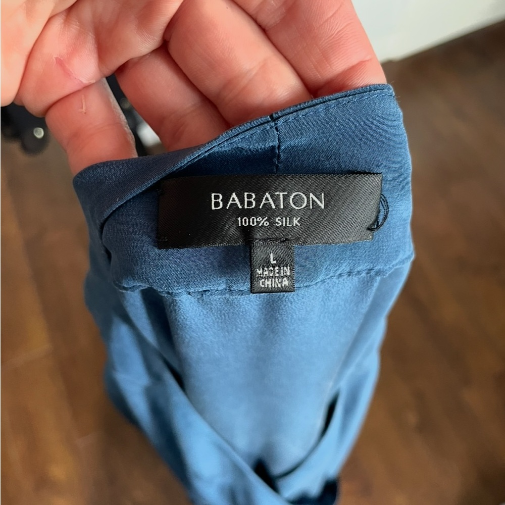 Aritzia Large 100% Silk Babaton Surplice Romper Jumpsuit. Royal Blue. - Picture 8 of 11